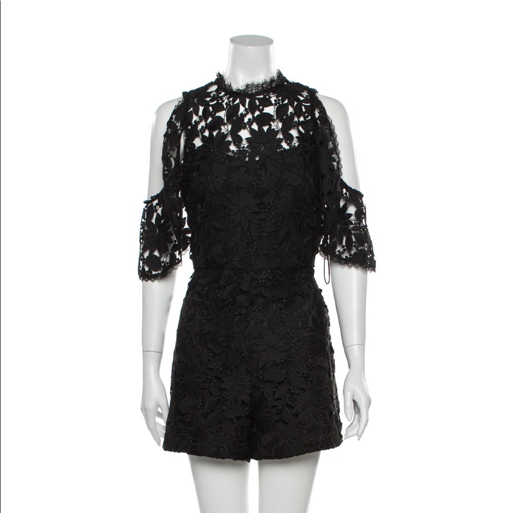 Alice and Olivia black lace romper